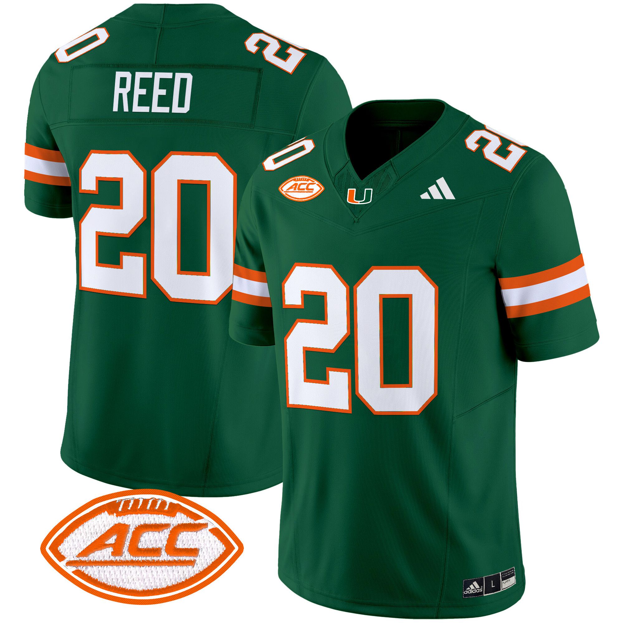 Men Miami Hurricanes #20 Reed Green 2024 Vapor Limited NCAA Jersey style 1